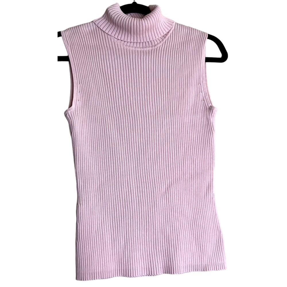 Chico's Design Pullover Top Sweater Women Size 1 Pink Knit Turtleneck SILK BLEND